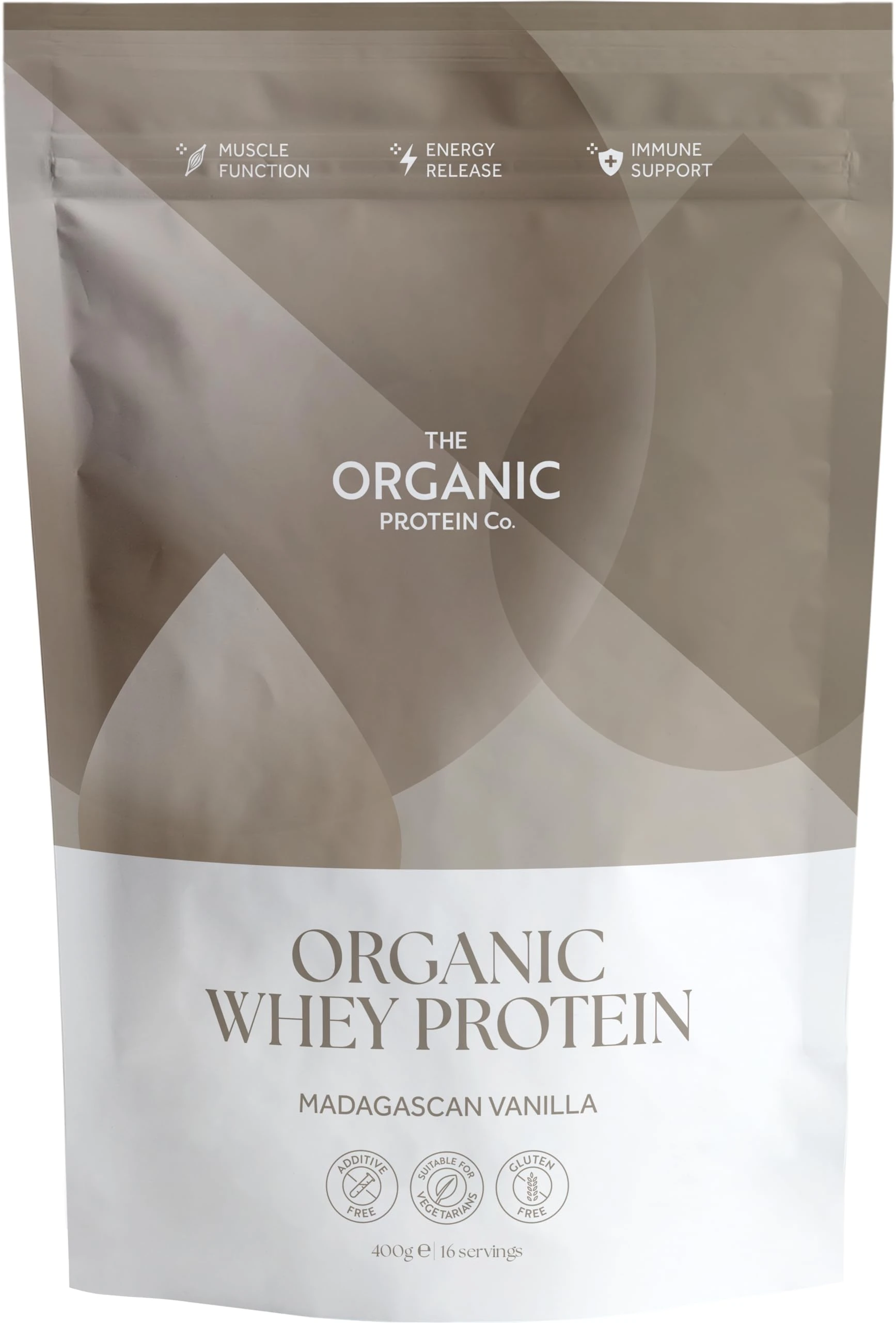 The Organic Protein Co. – Madagascan Vanilla Organic Whey Protein Powder | No Additives, Undenatured, Bioactive, UPF Free, No Emulsifiers, Primarily Grass Fed, Vegetarian, Gluten Free – 400g