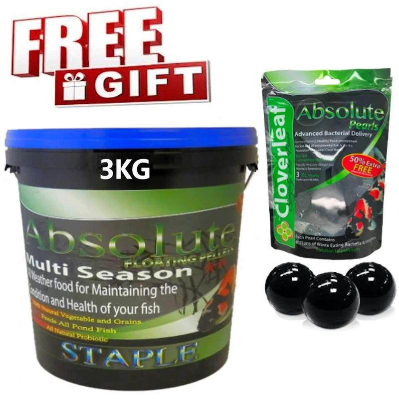 Cloverleaf Absolute Staple Floating Pellets Koi Pond Fish Food with Probiotic [3KG 6mm] Multiseason