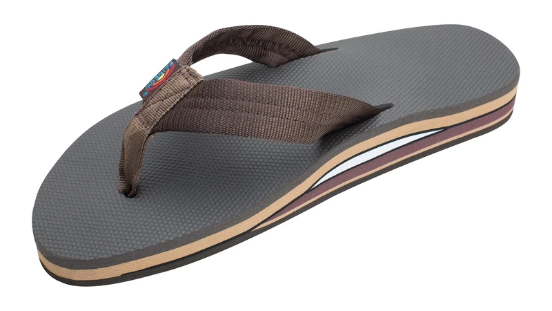 Rainbow Sandals Men's Double Layer Soft Top 1" EVA Rubber Filled Nylon Strap brown Size: 11-12 - Image 1