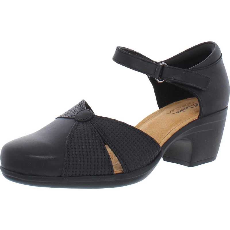 Clarks Women's Emily Rae Pump, Black Leather, 7.5 UK