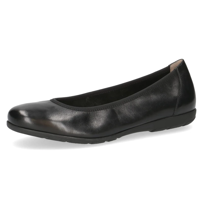 CAPRICE Women Ballet Flats Leather Flat, Black (Black Nappa), 8 UK
