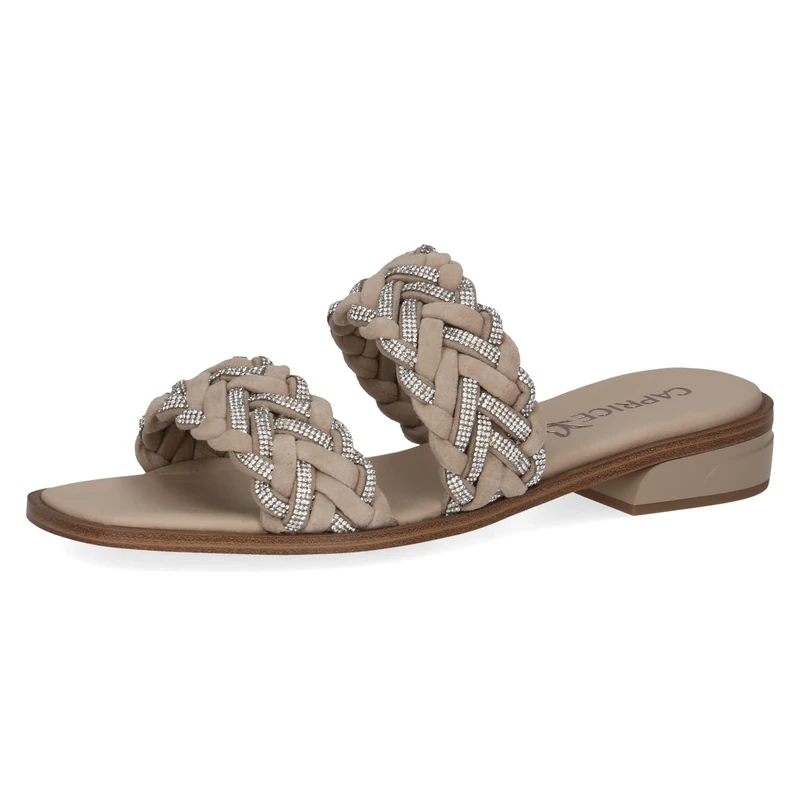 CAPRICE Women's mules glitter Elegant, Brown (Taupe Suede), 8 UK