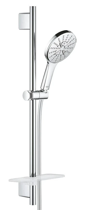 GROHE Rainshower 130 Smartactive Shower Rail Set Water-Saving 3-Spray 130mm Hand Shower with 600mm Rail, 1750mm Silverflex Hose Chrome Finish Made in Germany 26575000
