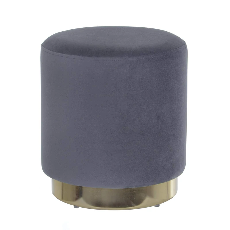 Hodge and Hodge Sophia Footstool Pouffe Footrest Velvet Home Accessory - Grey