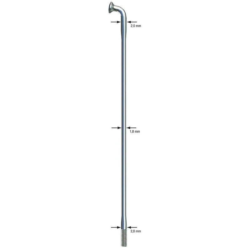Sapim Race 14 Gauge Double Butted Spokes, Silver, 250mm