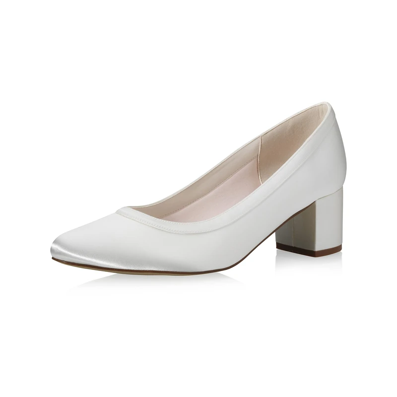 Rainbow Club Bridal Shoes Wendie - Ladies Pumps, Ivory/Cream, Satin, Comfortably Padded, Wedding Shoes, Block Heel - Size 40 EU (7 UK)
