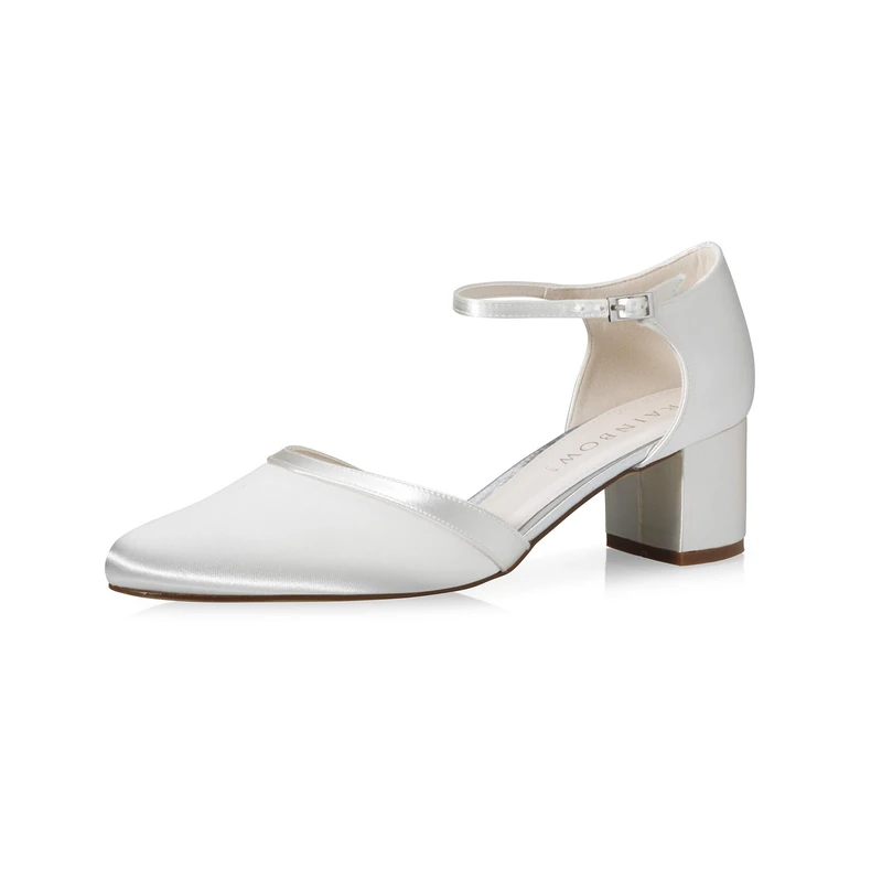 Rainbow Club Bridal Shoes Stacy - Ladies, Pumps, Ivory/Cream, Satin, Strap, Comfortably Padded - Size 40.5 EU (7.5 UK)
