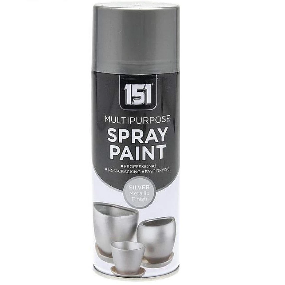 Paint Factory 400ml Professional Quality Fantastic Finish All-Purpose Interior Exterior Household Spray Paint for Wood Metal Plastic Ceramics & More (Metallic Silver)