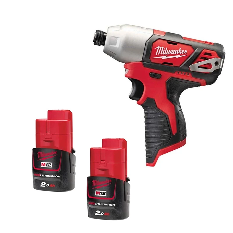 Milwaukee M12BID-0 M12 12v Compact Impact Driver 2 x 2Ah Batteries M12B2, Red