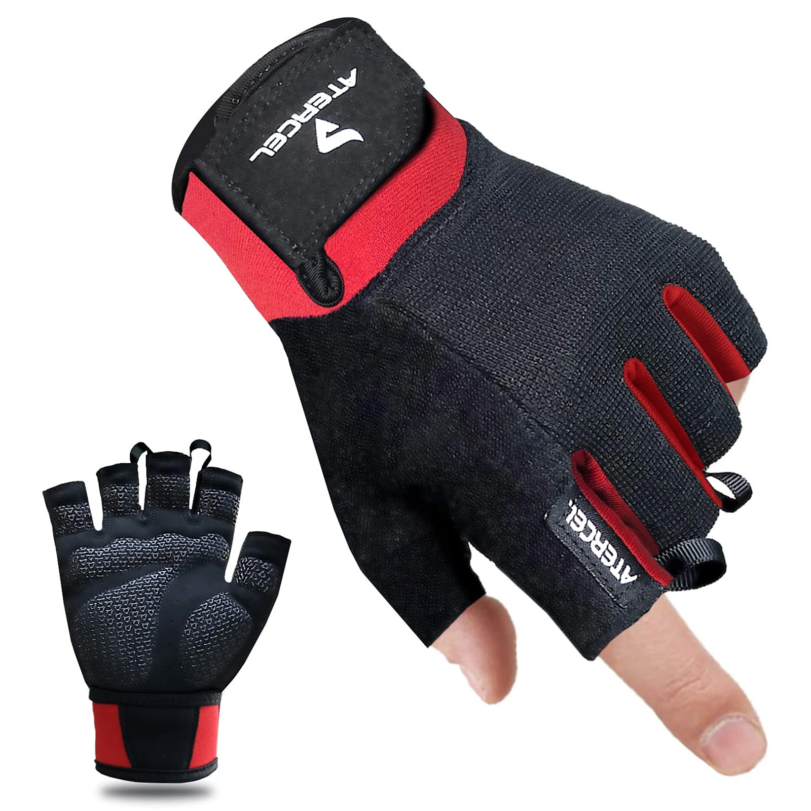 ATERCEL Weight Lifting Gloves, Gym Gloves for Crossfit, Workout, Exercise Cycling, Training, Breathable and Snug fit, for Men and Women (Red, XS)