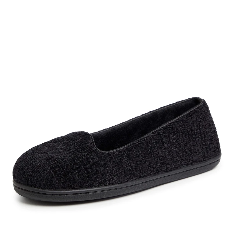 Dearfoams Women's Rebecca Chenille Closed Back with Wide Widths Slipper, Black, Medium UK - Image 1