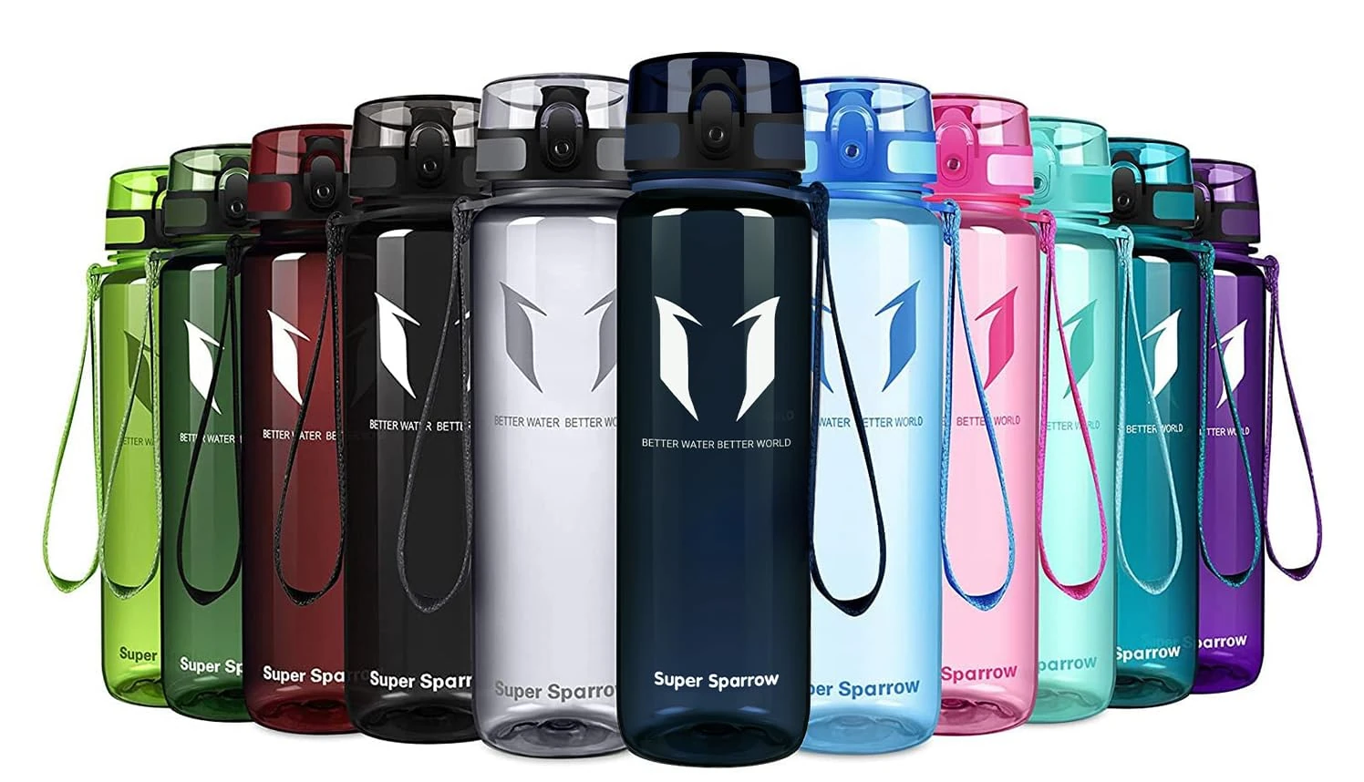 Super Sparrow Sports Water Bottle - 750ml - Non-Toxic BPA Free & Eco-Friendly Tritan Co-Polyester Plastic - For Running, Gym, Yoga, Outdoors and Camping