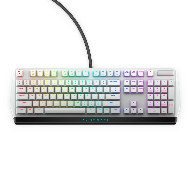 Alienware New Low-Profile RGB Gaming Keyboard AW510K Light, Alienfx Per Key RGB Lighting, Media Controls and USB Passthrough, Cherry MX Low Profile Red Switches, Lunar Light