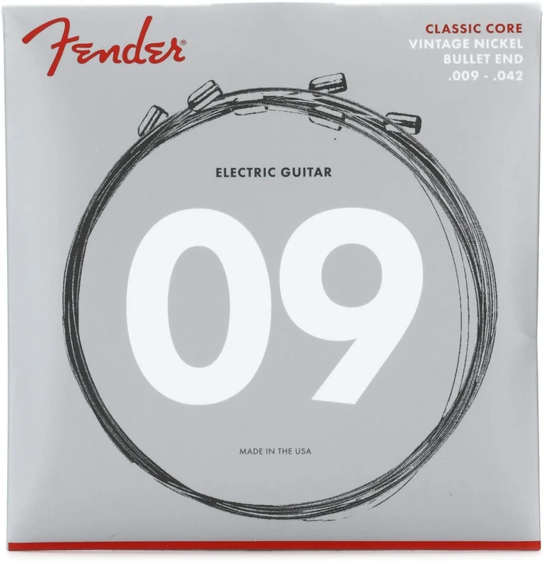 Fender Classic Core Electric Guitar Strings, 3155L, Vintage Nickel, Bullet Ends (.009-.042)
