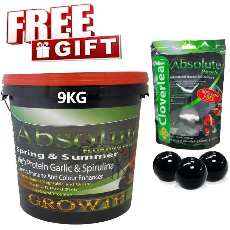Cloverleaf Absolute Growth Floating Pellets Koi Pond Fish Food [Spring & Summer] [9KG 3mm] High Protein