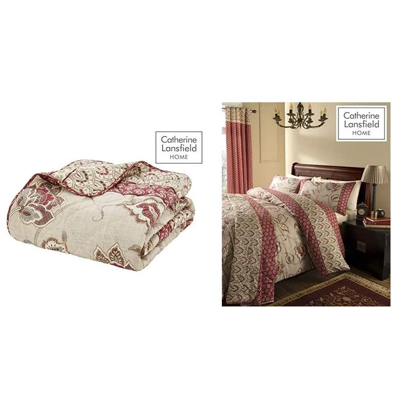 Catherine Lansfield Kashmir Easy Care Bedspread Multi, 200x200cm & Lansfield Kashmir Easy Care Double Duvet Set Multi