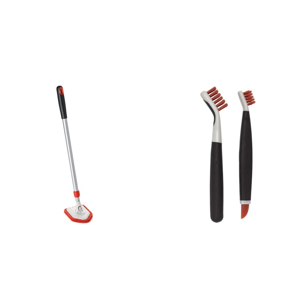 OXO Good Grips Extendable Tub and Tile Scrubber - Multi-Coloured & Good Grips Deep Clean Brush Set