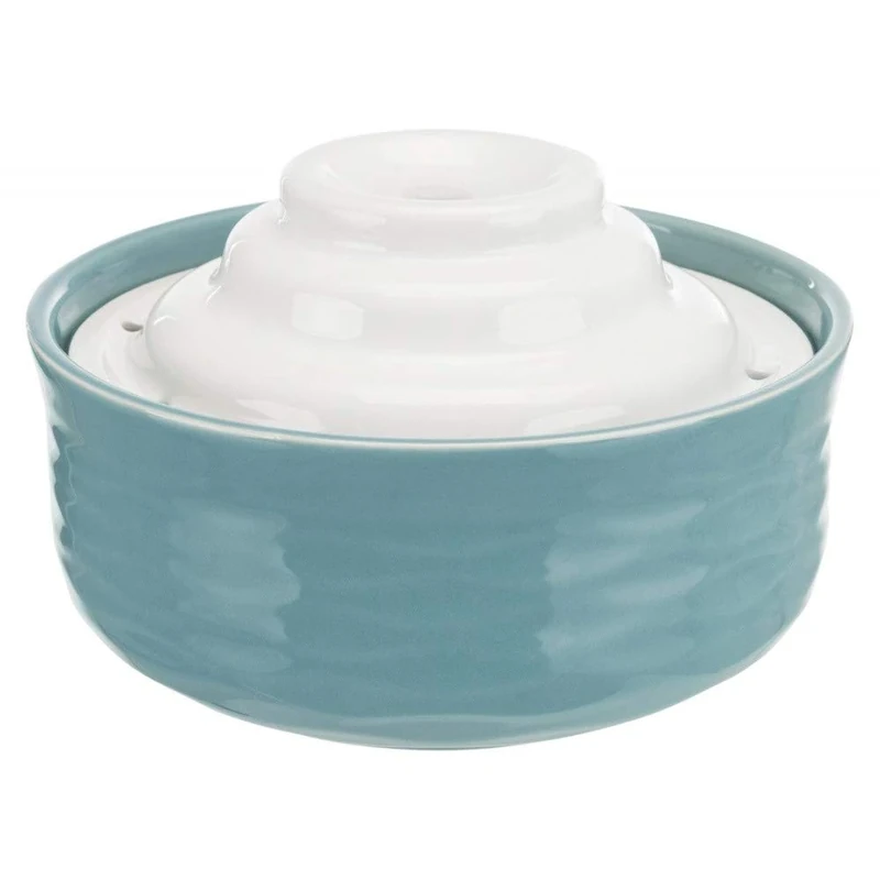TRIXIE Drinking Fountain Vital Falls, Ceramic, 1.5 L/Ø 22 x 13 cm, Petrol/White, 2.29 kg