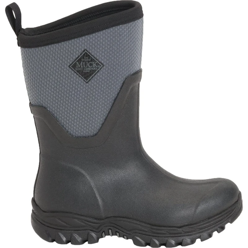 Muck Boots Women's Arctic Sport Mid Fleece Lined Waterproof Pull on Boot, Black Grey, 8