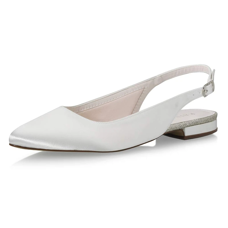 Rainbow Club Alise Ivory Satin Slingback Wedding Flats, 3.5