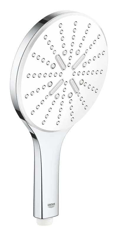 GROHE Rainshower 150 Smartactive Hand Shower Water-Saving 150mm Shower Head with 3 Sprays Chrome Finish and White Spray Plate Made in Germany 26554LS0