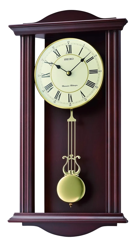 Seiko Wall Clock, Wood, Brown, 56.5 x 30 x 11.4 cm