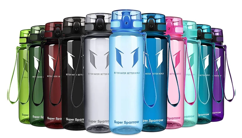Super Sparrow Sports Water Bottle - 750ml - Non-Toxic BPA Free & Eco-Friendly Tritan Co-Polyester Plastic - For Running, Gym, Yoga, Outdoors and Camping