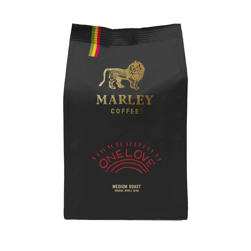 Marley Coffee Medium Roast Organic Coffee Beans 227g - One Love Blend - From The Marley Family - For All Coffee Machines - Strength 3
