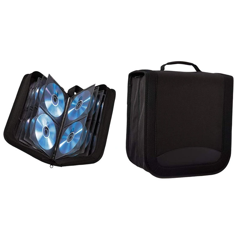 Hama CD Wallet Nylon Black Holds 120 & Amazon Basics CD/DVD Binder 400 Disc Capacity Nylon Black - Image 1