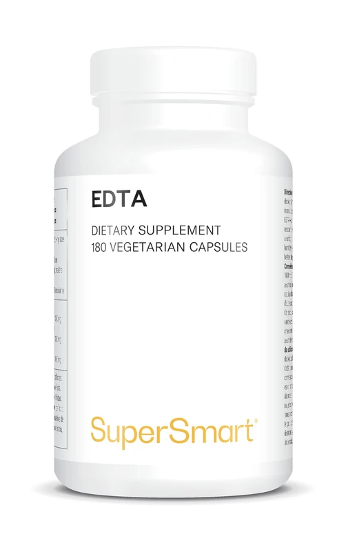 EDTA - Powerful Antioxidant - Supports Body Detoxification Against Heavy Metals - Helps Cleanse Your Arteries - Ethylenediaminetetraacetic Acid - 1000 mg - Vegan - Gluten-Free - Supersmart