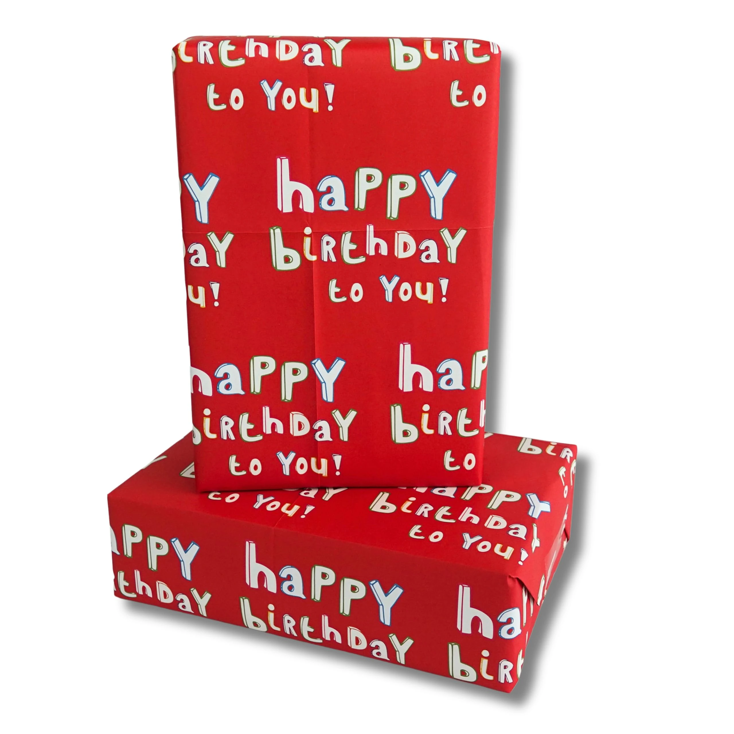 WRAPT Eco Birthday Wrapping Paper Large Quality Thick 50x70cm Present Sheets - UK Made - Recyclable Gift Wrap (Happy Birthday, 6 sheets 1 design)