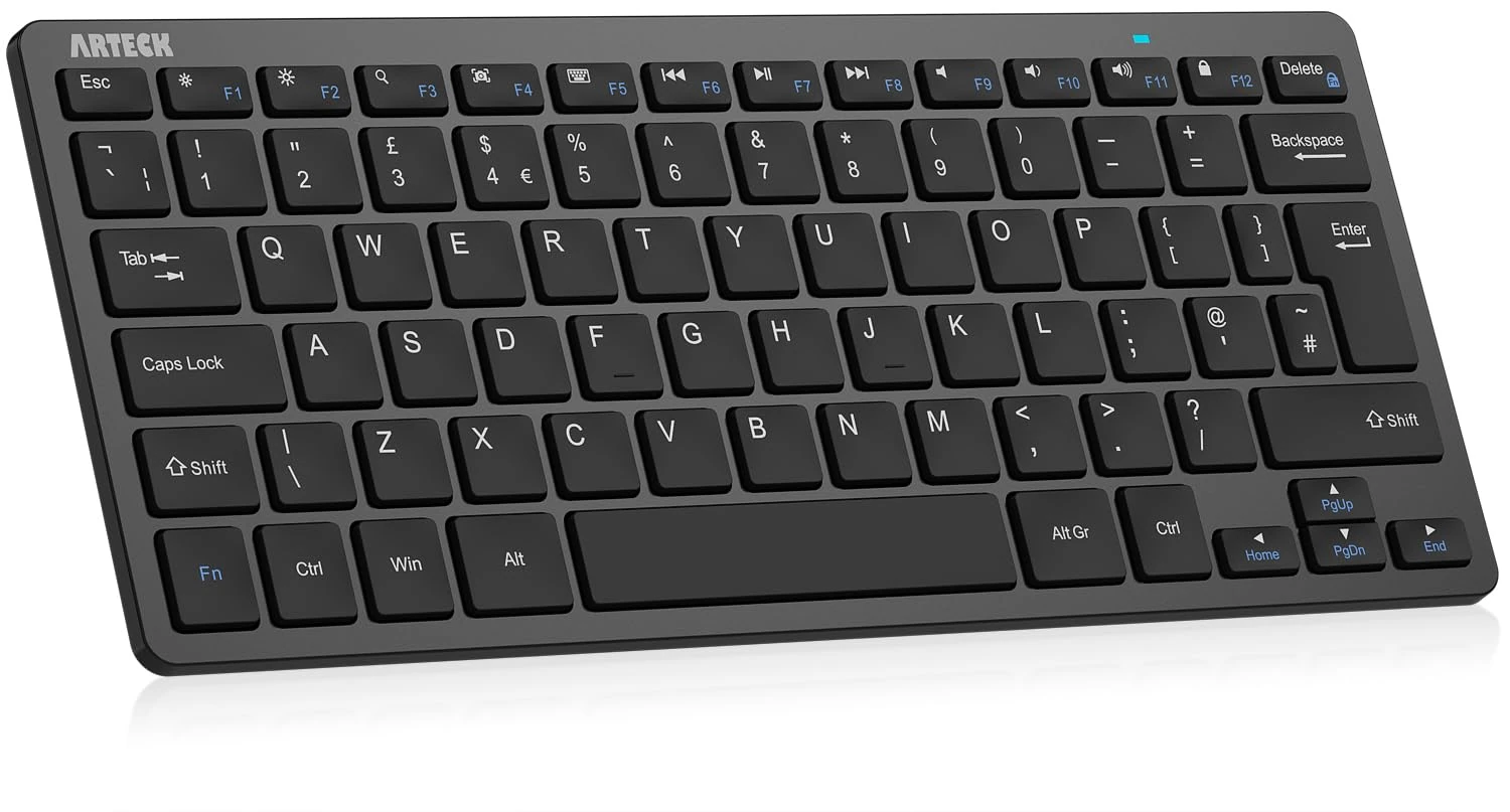 Arteck Ultra-Slim Bluetooth Keyboard Compatible with iPad 10.2-inch/Air/ 9.7-inch/Pro/Mini, iPhone and Other Bluetooth Enabled Devices Including iOS, Android, Windows, Black