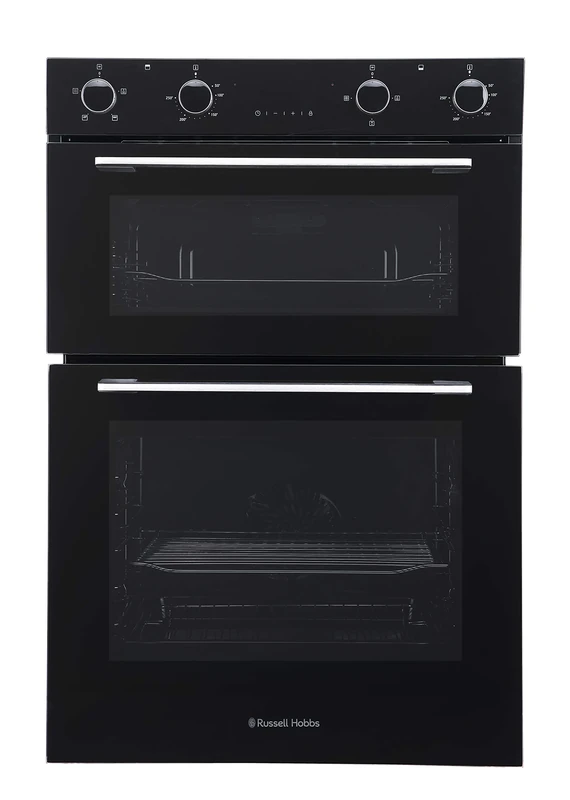 Russell Hobbs 89cm High, 60cm Wide, Black, 110L, Built-In, Electric Fan Double Oven, RH89DEO2001B - Free 2 Year Guarantee