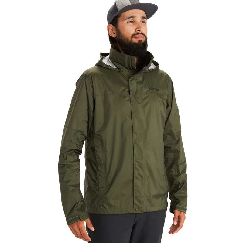 Marmot Men's PreCip Eco Jacket, Waterproof Jacket, Lightweight Hooded Rain Jacket, Windproof Raincoat, Breathable Windbreaker, Ideal for Running and Hiking, Nori, XXL
