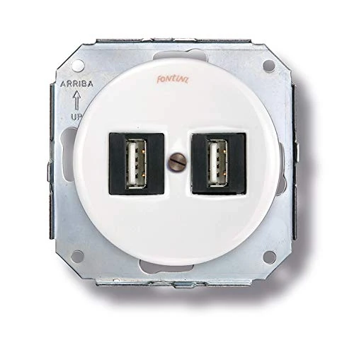 Fontini 31765172 Double USB Charger Porcelain White