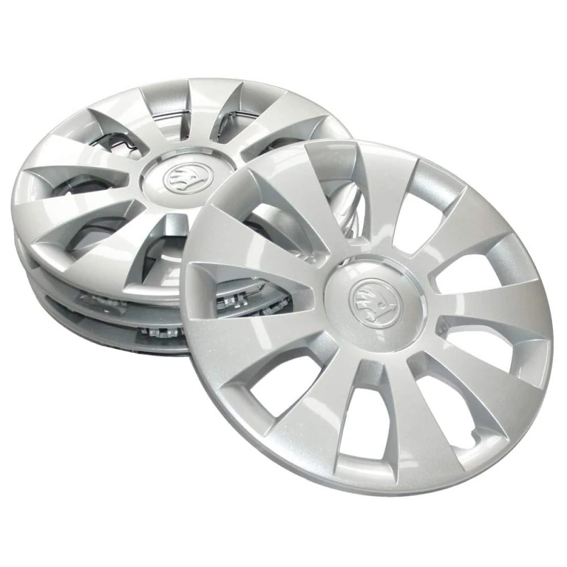 Skoda Hermes 657071455 Wheel Trims (4 Pieces) 15 Inch Wheel Trims, for 6Jx15 ET35 Steel Rims, Silver