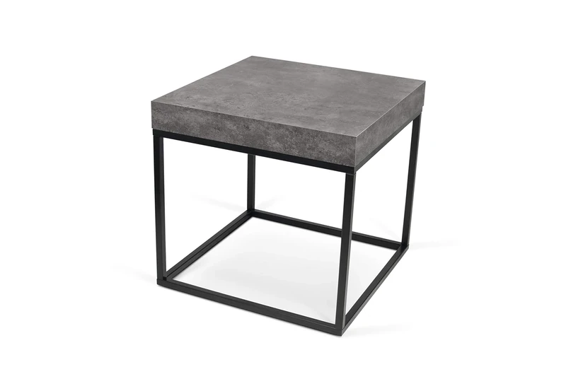 TemaHome Side Table, Wood, Concrete Look and Black, 55 x 55 x 53 cm (L-D-H)