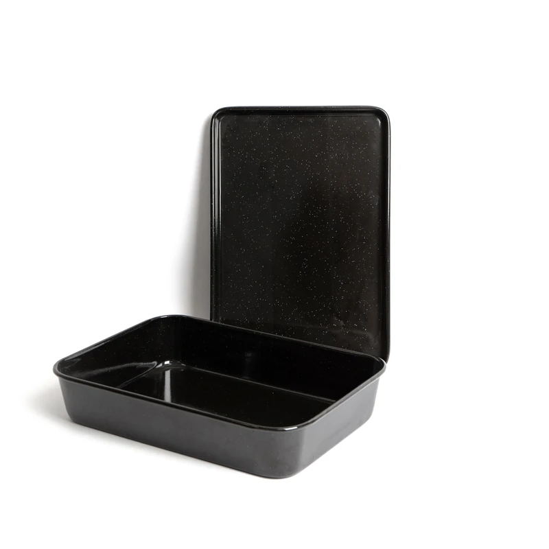 MasterClass KitchenCraft Professional Induction Safe Large Enamel Roasting Tin, 40 x 28 cm & MasterClass Professional Large Baking Tray, Vitreous Enamel, 39 x 27 cm