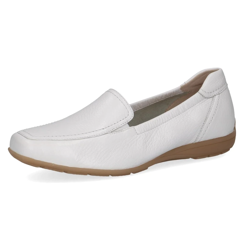 CAPRICE Women's Leather Loafers Elegant, White (White Deer), 3.5 UK