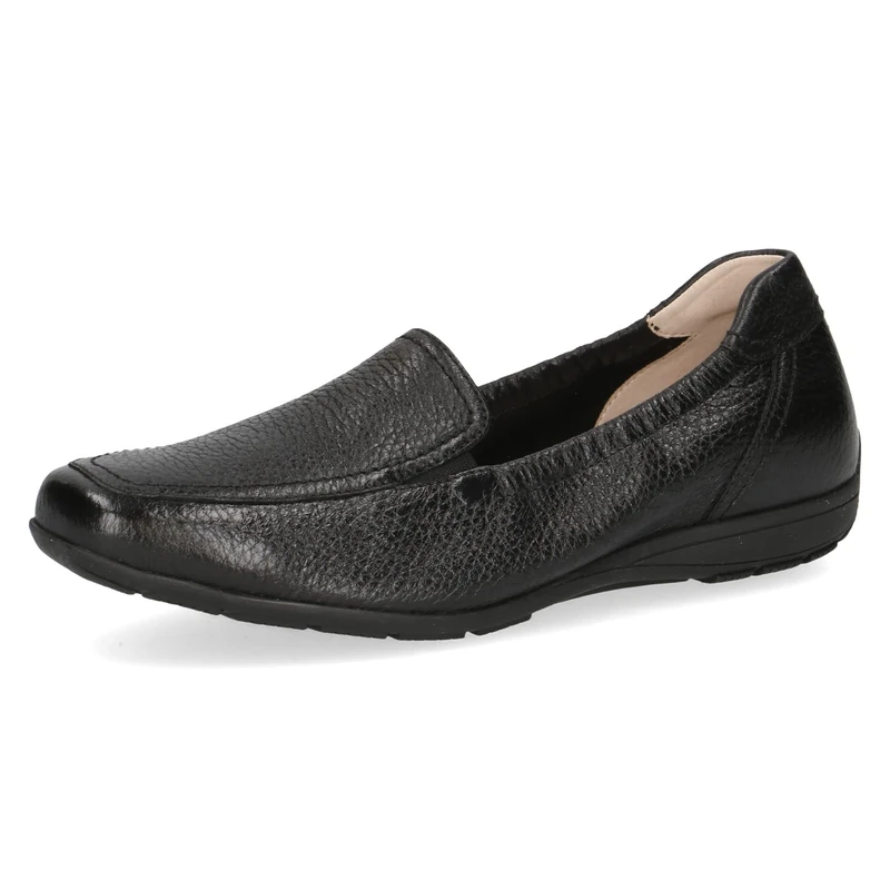 CAPRICE Women's leather loafers Elegant, Black (Black Deer), 4 UK