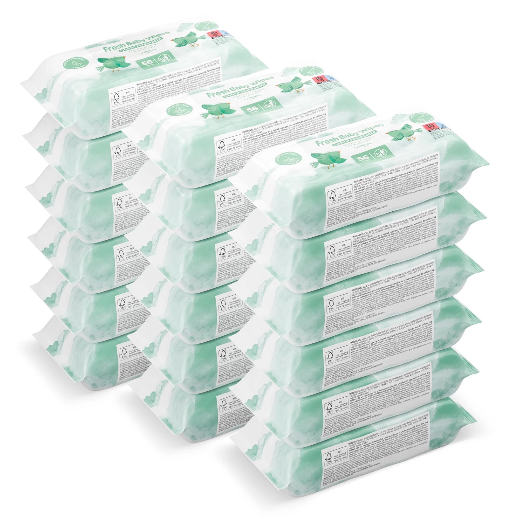 by Amazon Fresh Baby Wipes, 1008 Wipes, 18 Pack of 56, (Previously a Mama Bear brand, same product)