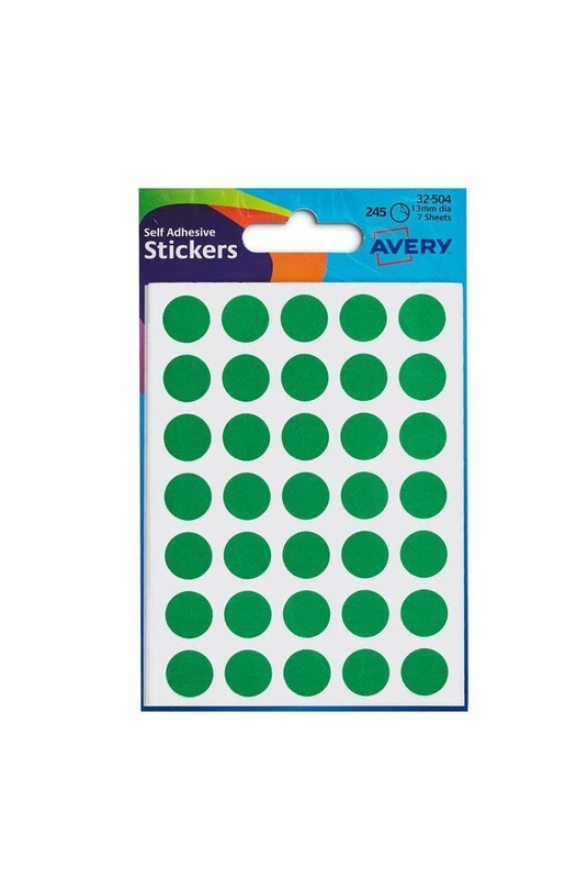Stickers/Labels 10 * Green Circle 13mm and 10 * Fluorescent Orange Rectangle 25mmx50mm - Image 1