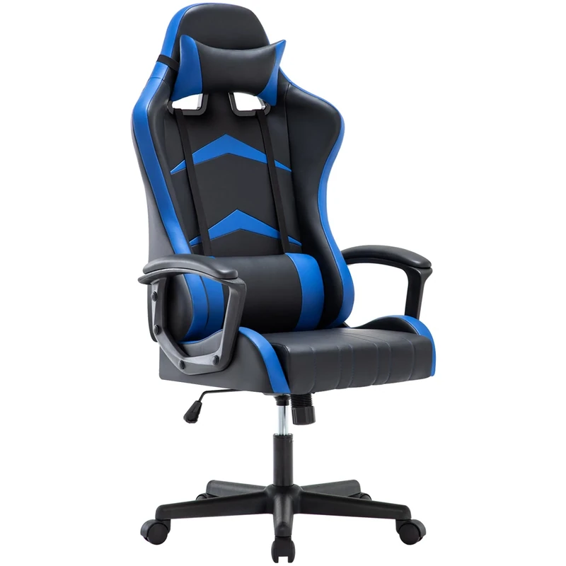 IntimaTe WM Heart Gaming Chair, Ergonomic High Back Office Racing Chair with Armrest, Swivel Leather Desk Chairs with Adjustable Headrest and Lumbar Cushion for Office and Home (Blue)