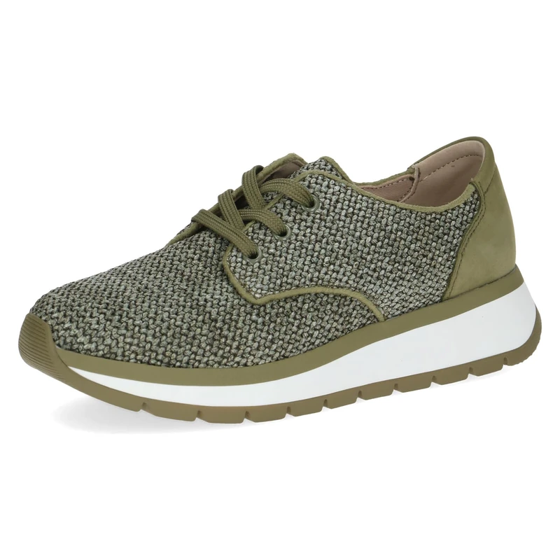 CAPRICE Women's Flat Breathable Sporty Sneakers, Green (Khaki Comb), 8 UK