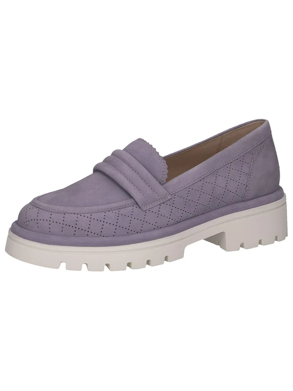 CAPRICE Women's Leather Loafers with Block Heel, Purple (Lavender Suede), 8 UK