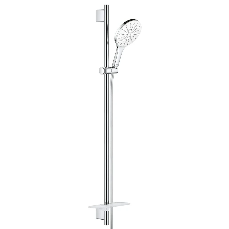 GROHE Rainshower 150 Smartactive Shower Rail Set Water-Saving 3-Spray 150mm Hand Shower with 900mm Rail, 1750mm Silverflex Hose Chrome Finish and White Spray Plate Made in Germany 26594LS0