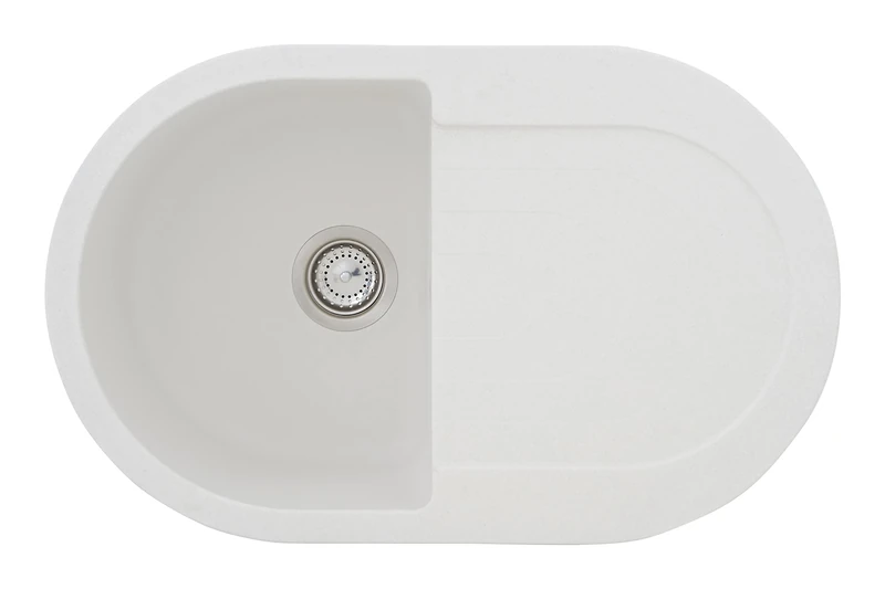 respekta Phoenix Granite Sink in White / 1 Bowl Built-in Sink in 79 x 50 cm/Sink Suitable for Base Cabinets from 45 cm Wide