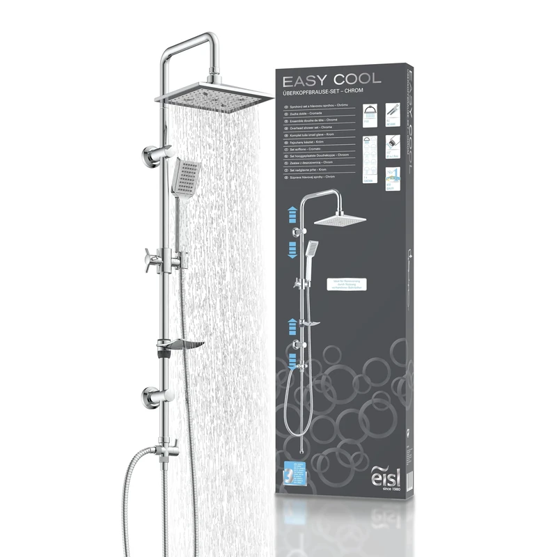 Easy Cool Shower Column Overhead Shower Set, Height-Adjustable Wall Bracket