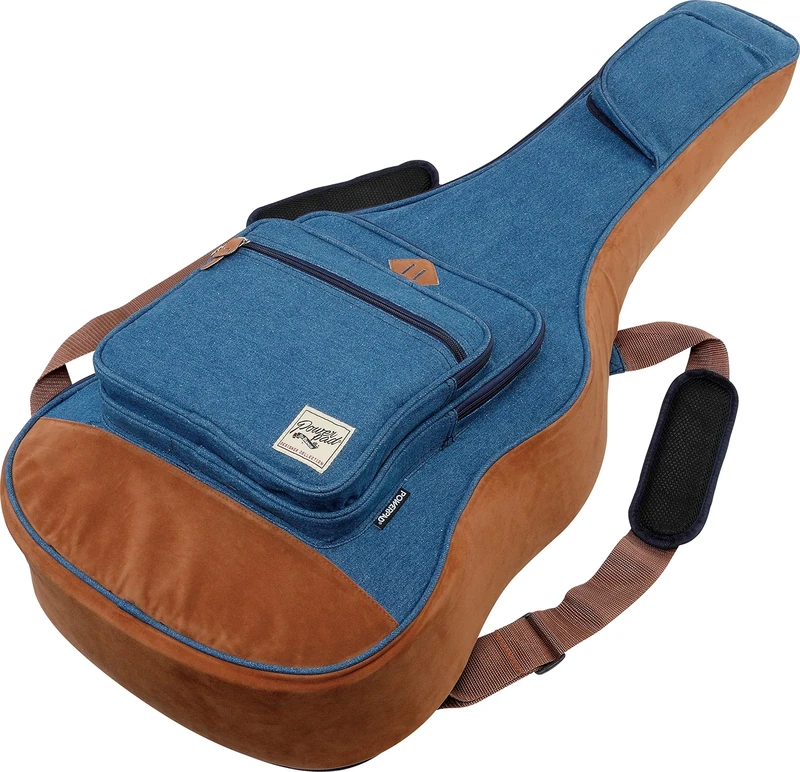 Ibanez ICB541D-BL PowerPad Designer Classical/Acoustic Guitar Gig Bag – Denim Padded Gigbag | 4/4 Size with 15 mm Cushioning | Neck Safety Strap | 4 External Pockets & Backpack Straps - Blue