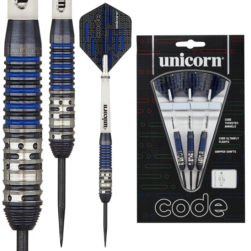 Unicorn Darts Code Blue Steel Tip Dart Set, Black/Blue, 21G